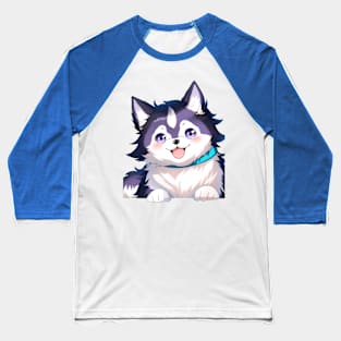 Happy Husky Puppy Baseball T-Shirt